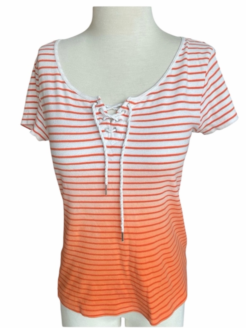 Ralph Lauren Orange ombré gradient Striped tee nautical 100% cotton